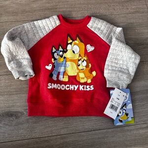 Infant & Toddler 18 Month Red & Gray Bluey Valentine Sweatshirt Top NWT